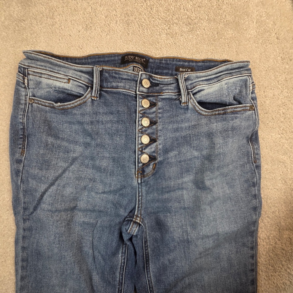 Judy Blue High Waist‎ Button Fly Bootcut Jeans Medium Wash Size 15/32